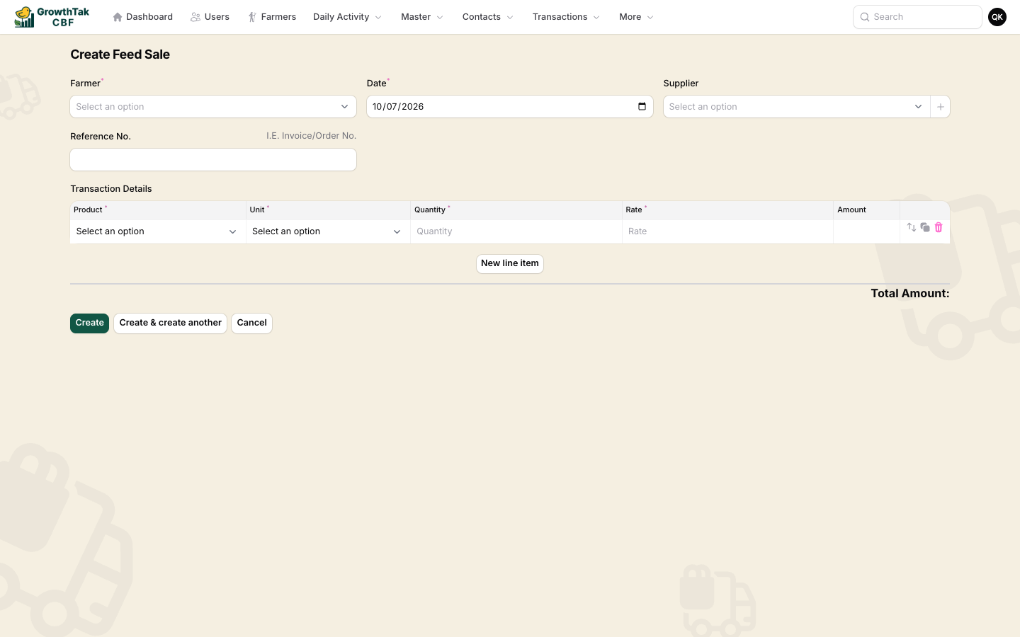 Feed purchase form