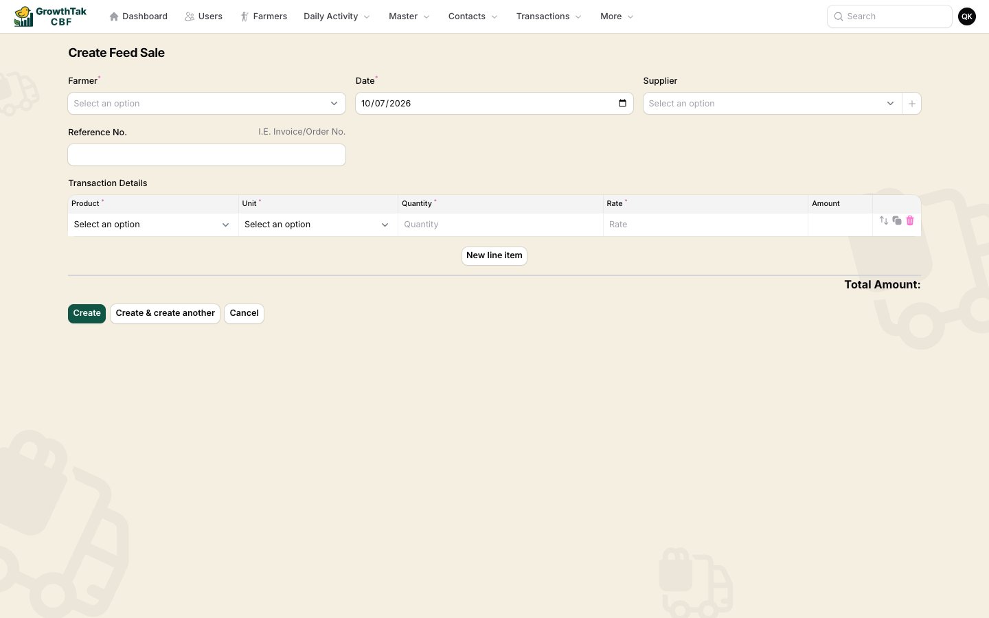Feed purchase form