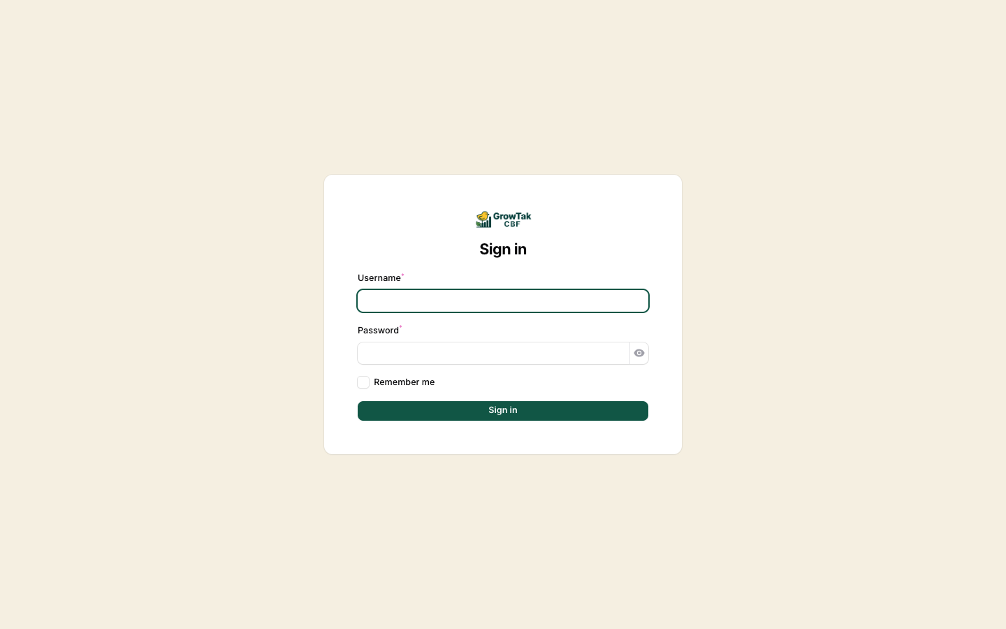 GrowTak login page