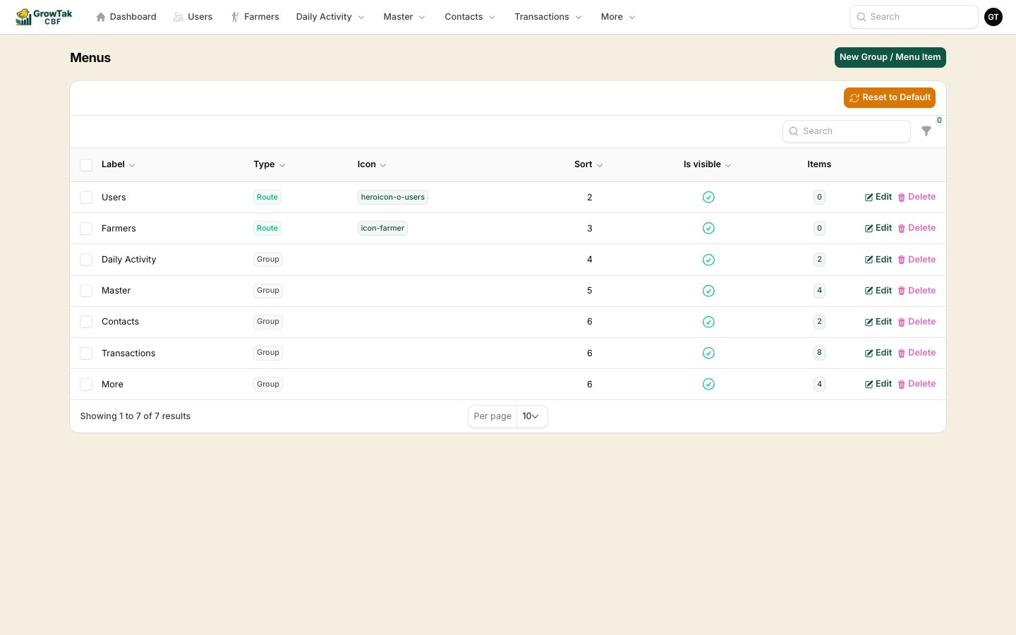 Menu builder