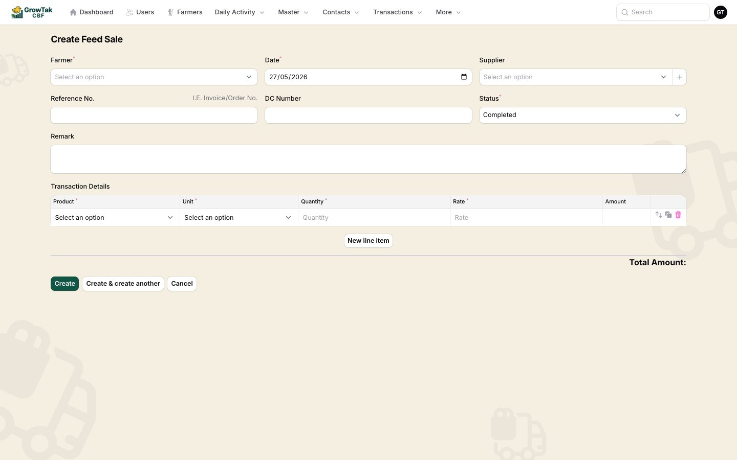 Feed purchase form