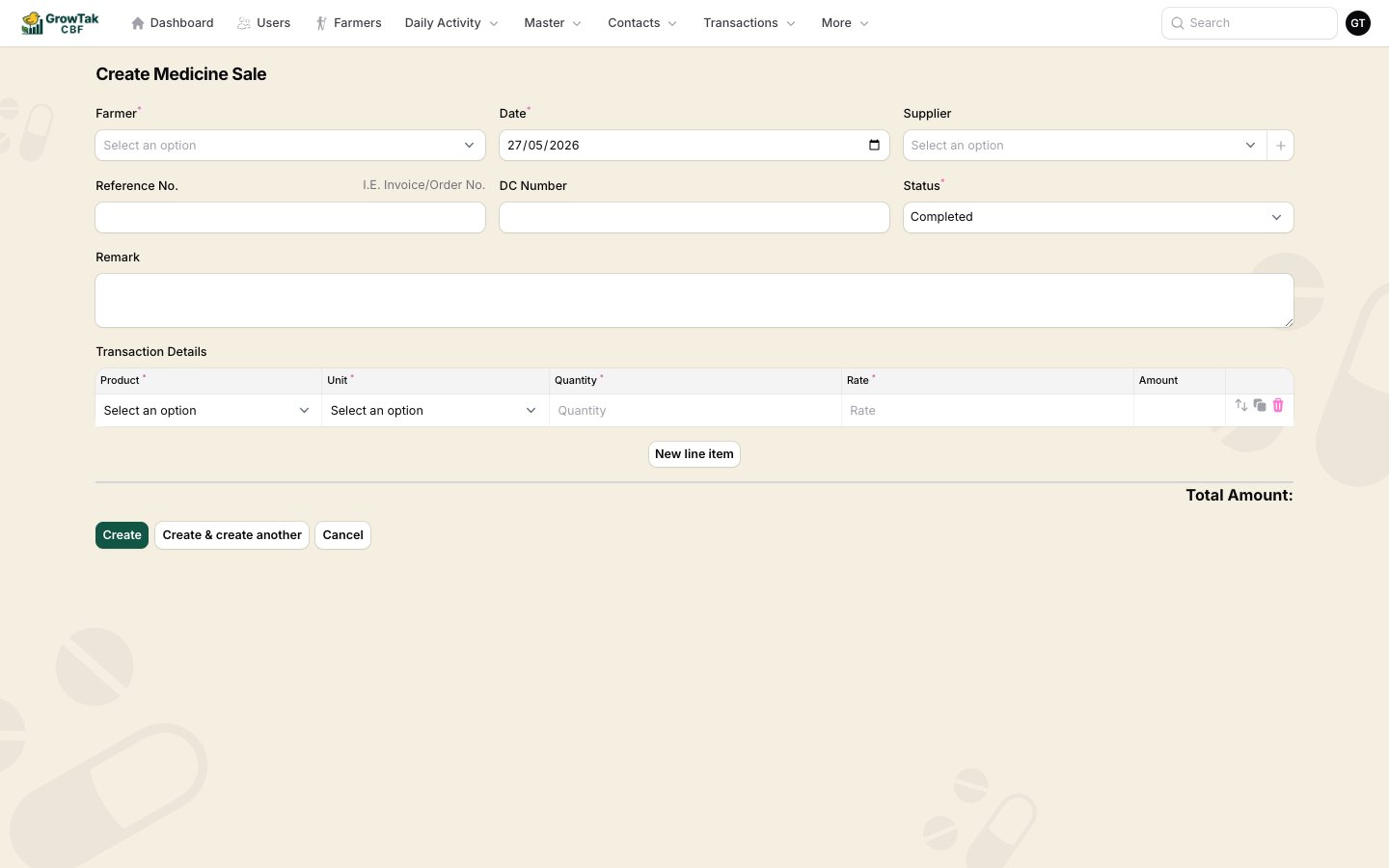 Medicine purchase form