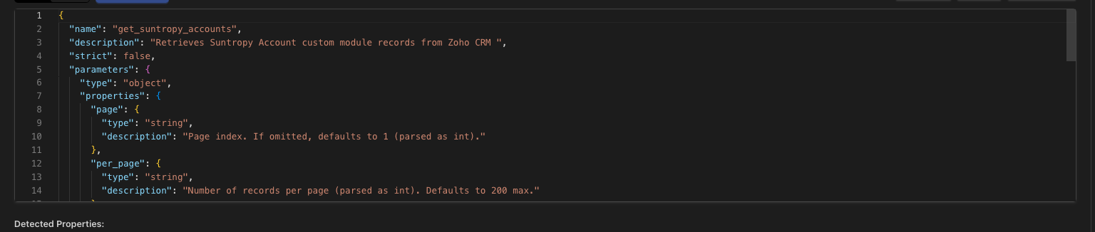 JSON mode view