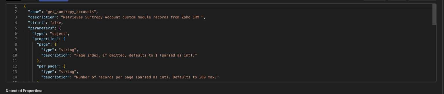 JSON mode view