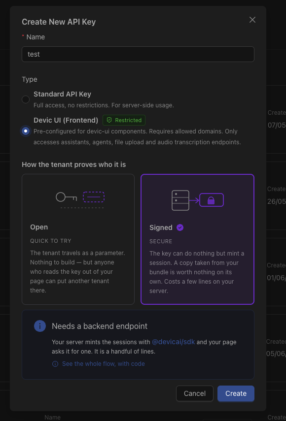 API key scopes