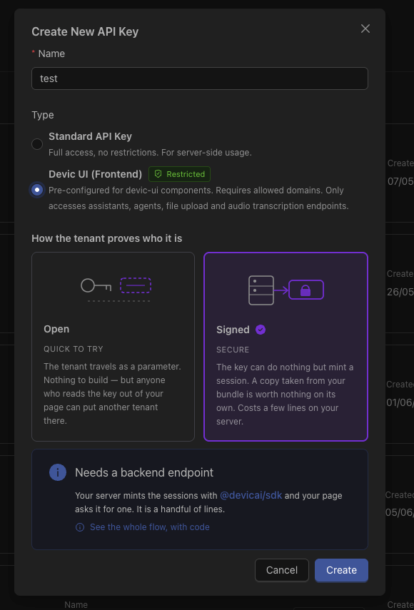 API key scopes