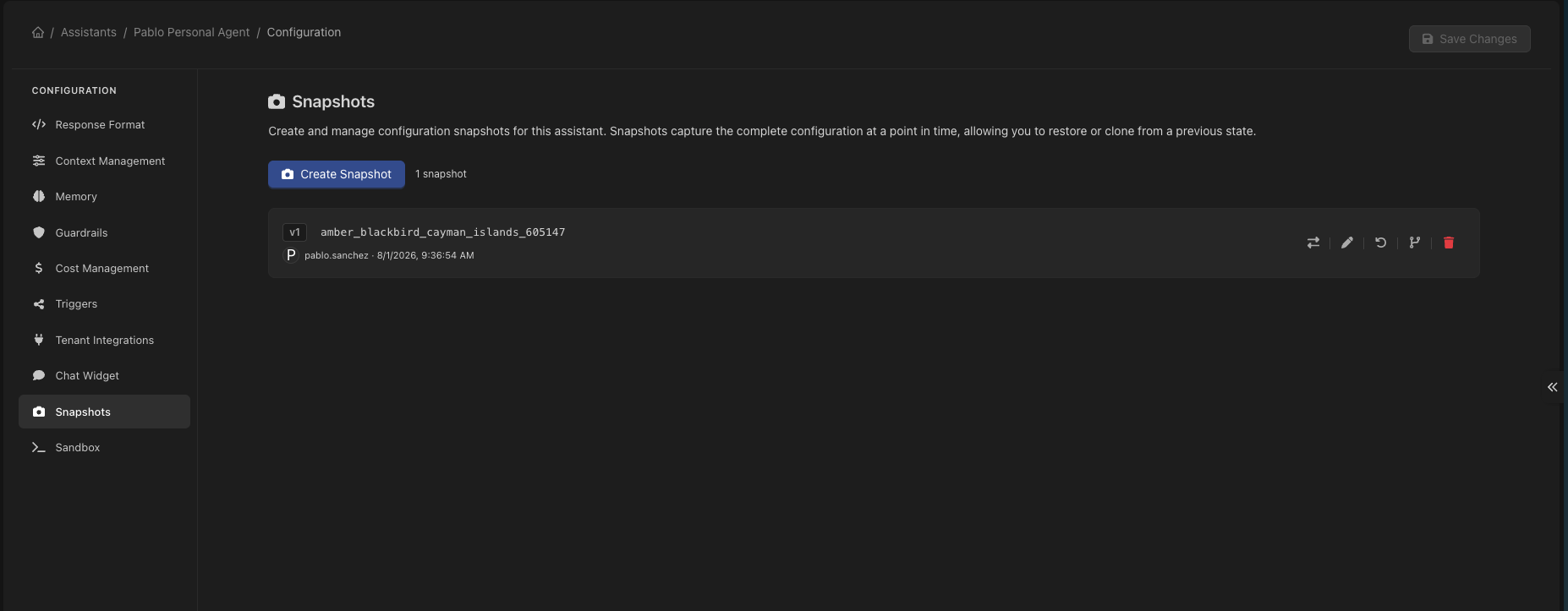 Configuration snapshots