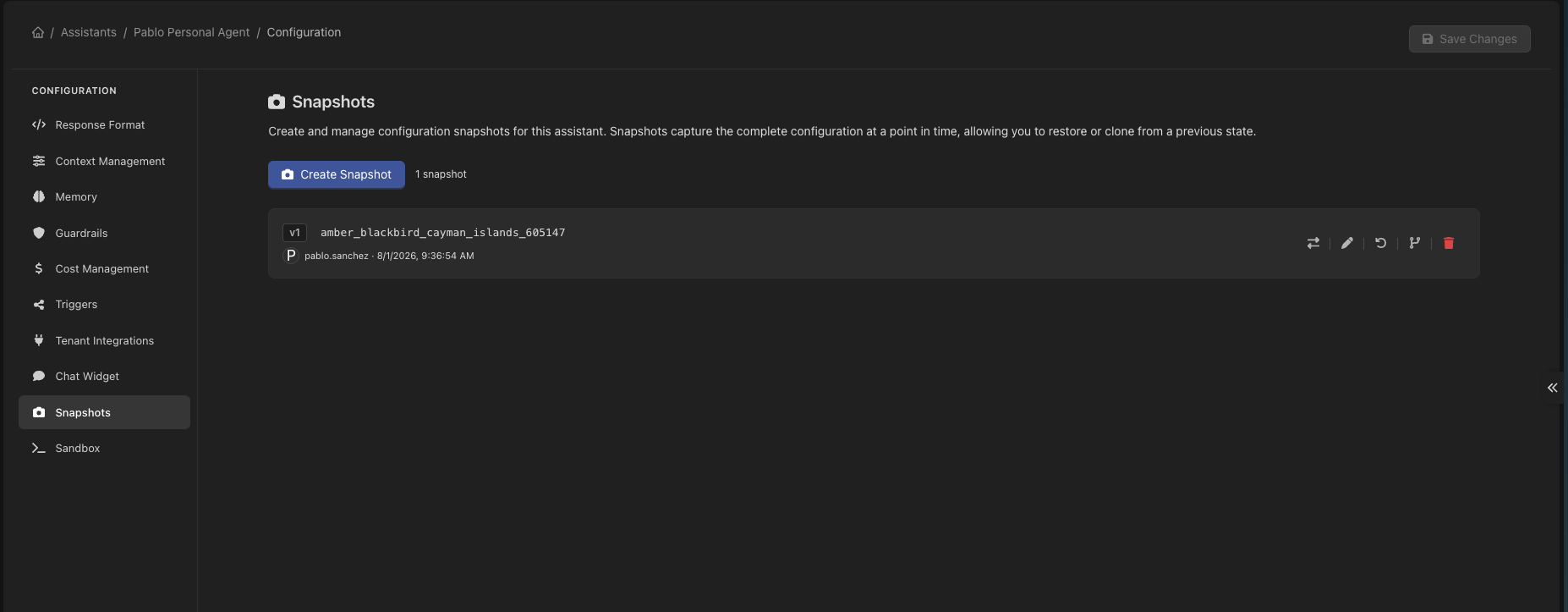 Configuration snapshots