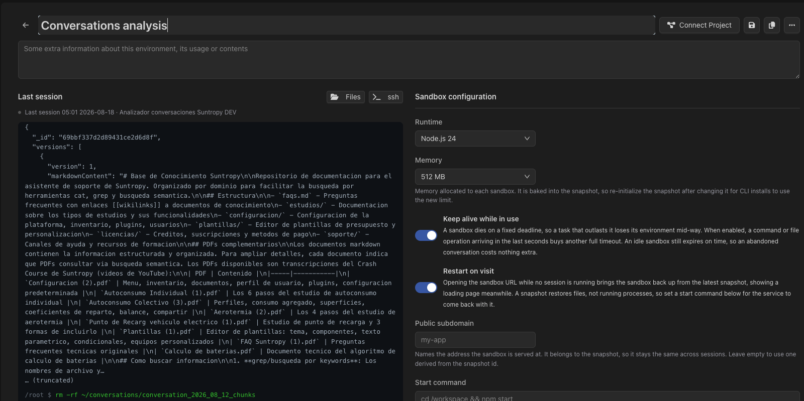 Sandbox configuration