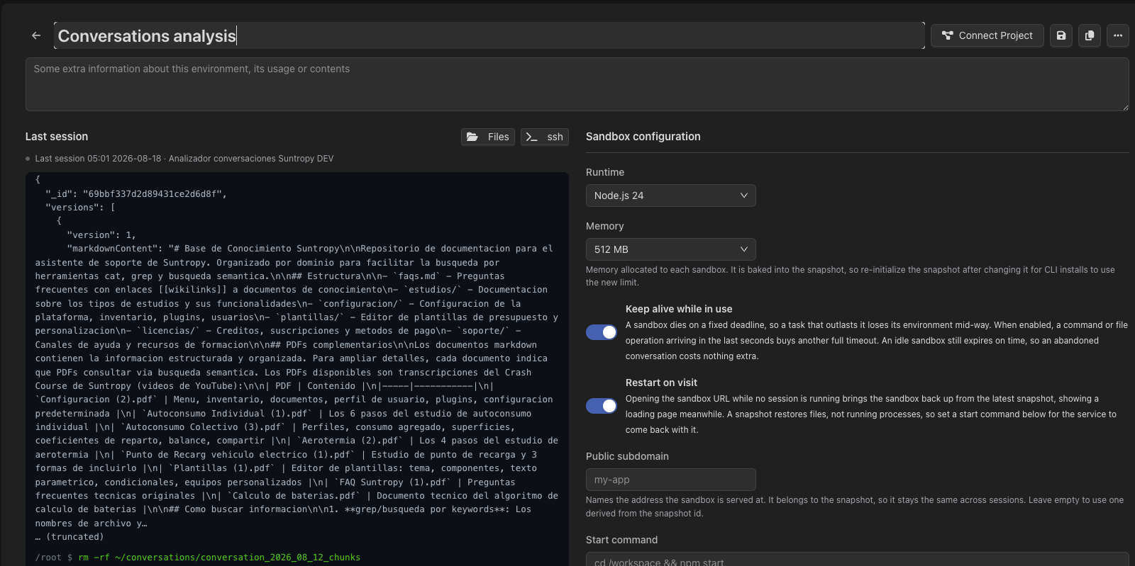 Sandbox configuration