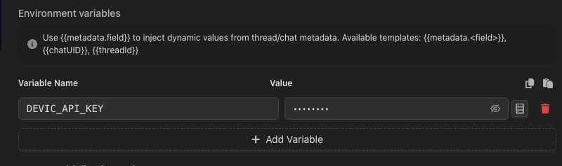 Environment variables
