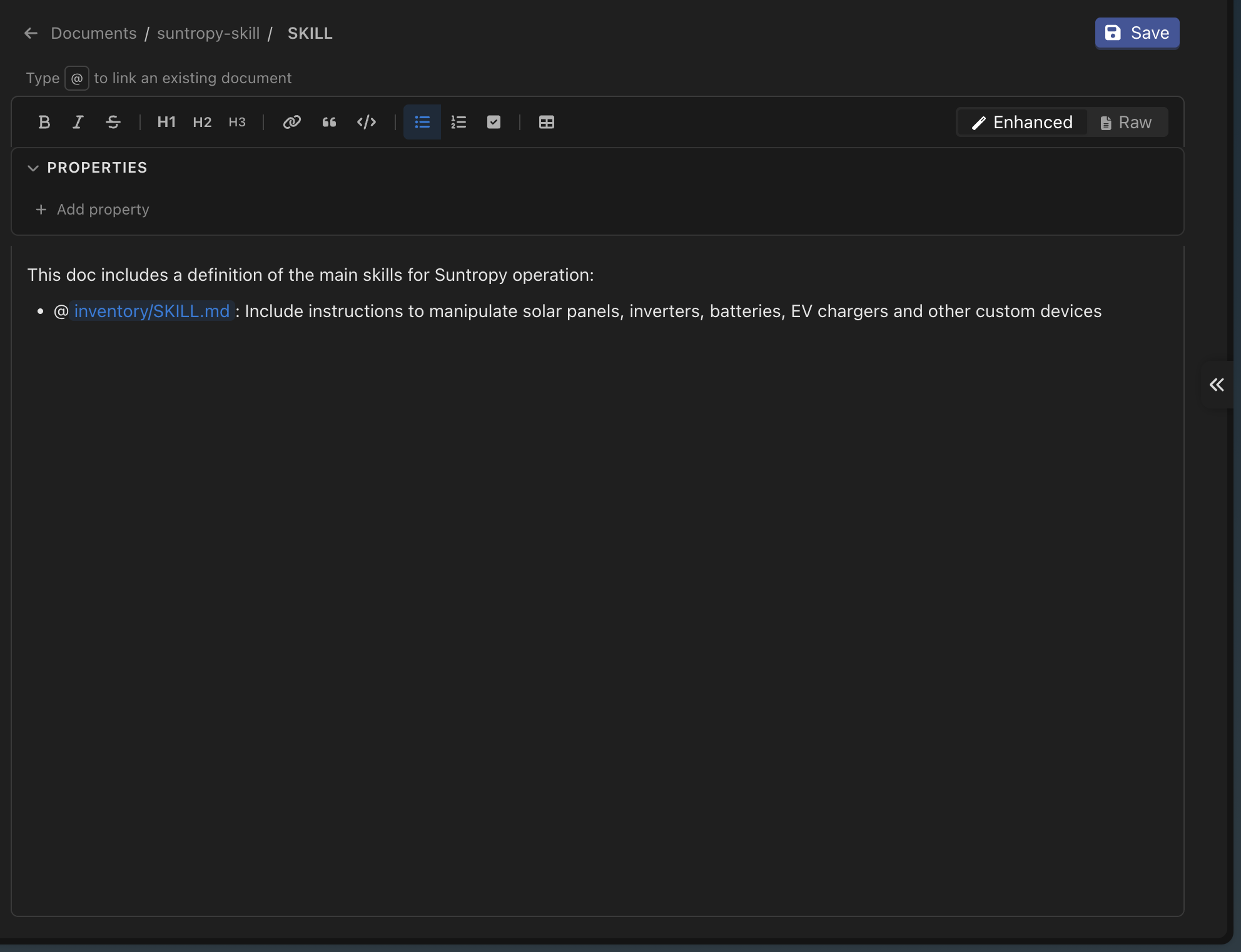 The document editor