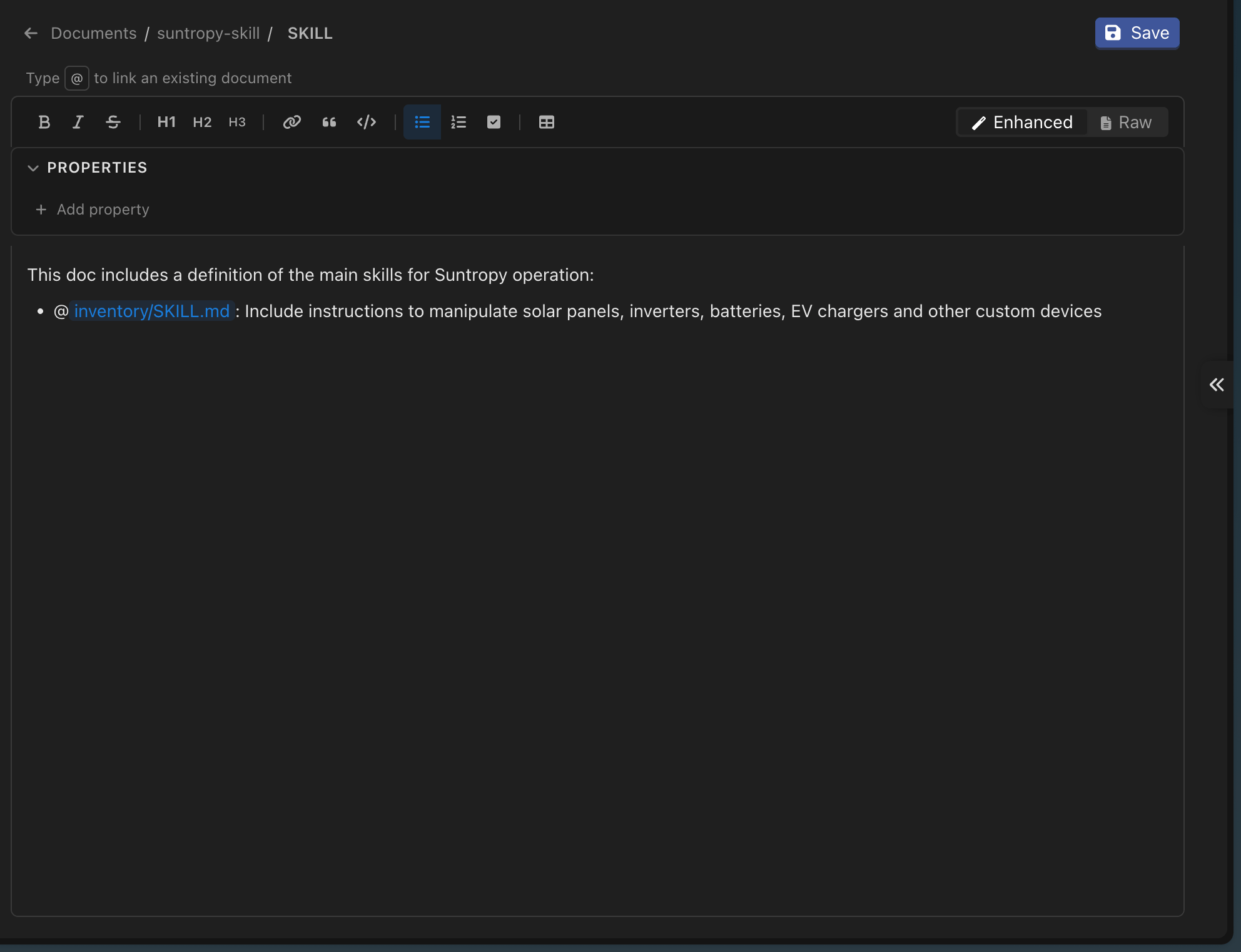The document editor