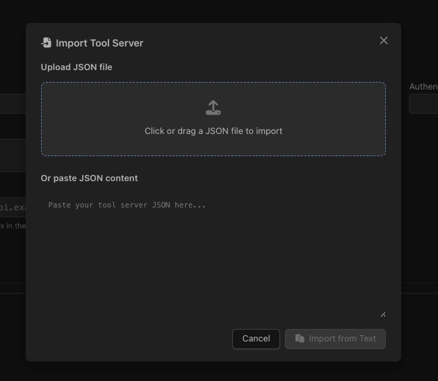 Import Tool Server - import options