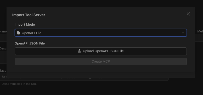 Import Tool Server - import options