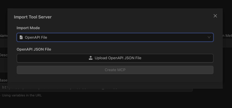 Import Tool Server - import options