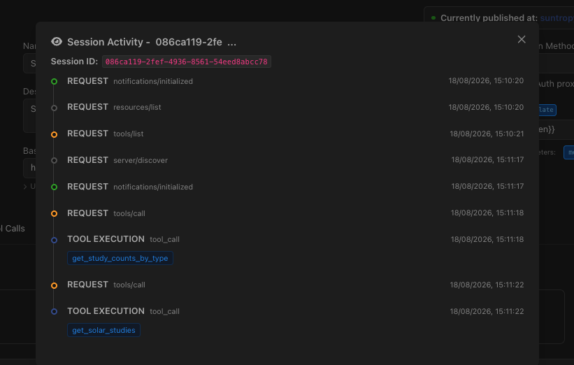 Session activity detail