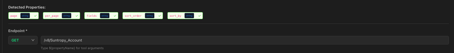 Parameters and detected properties