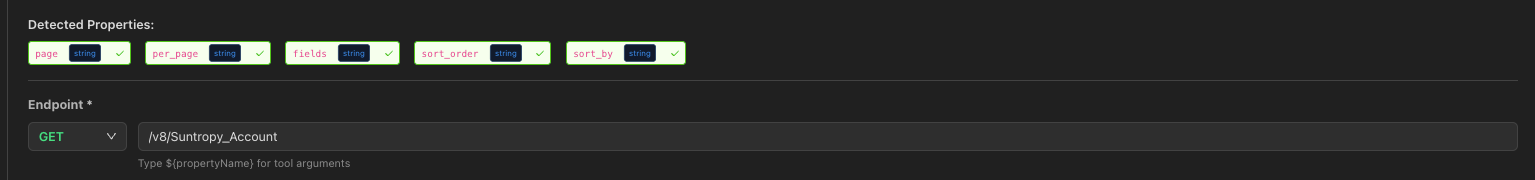 Parameters and detected properties