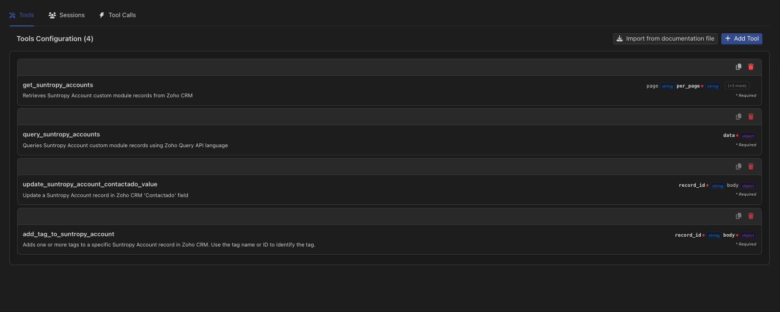 Tools menu view