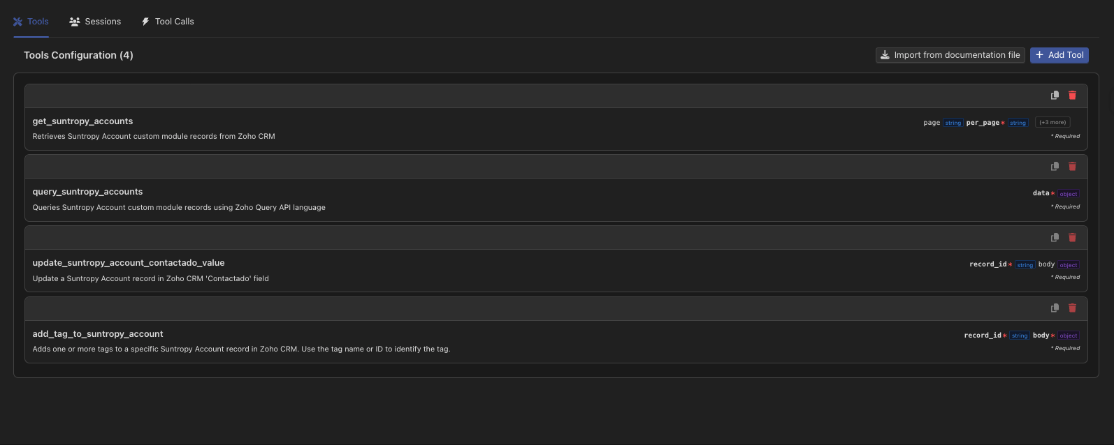 Tools menu view