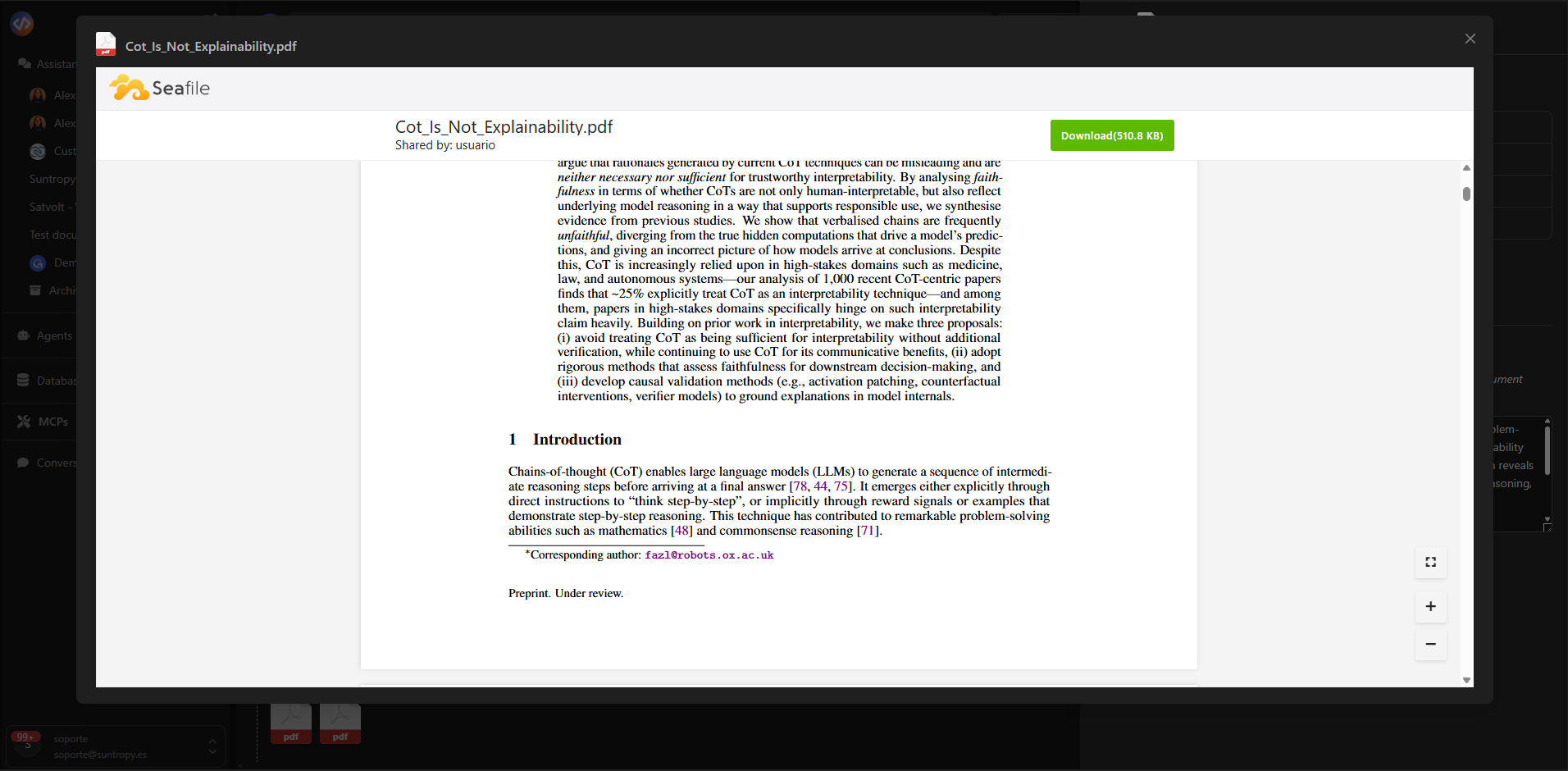 Previsualización de documento PDF en Devic