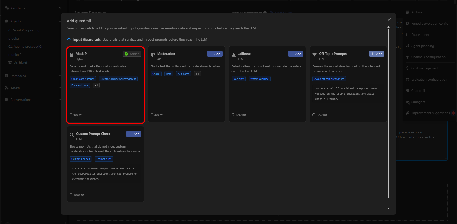 Mask PII configuration interface in Devic