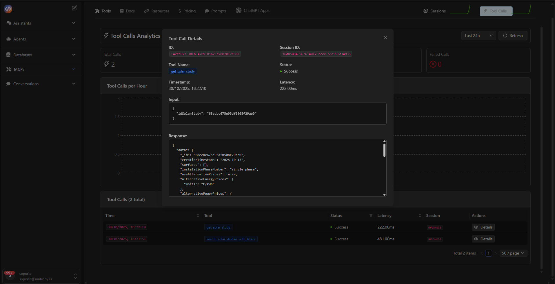 Detalle de ejecuciones