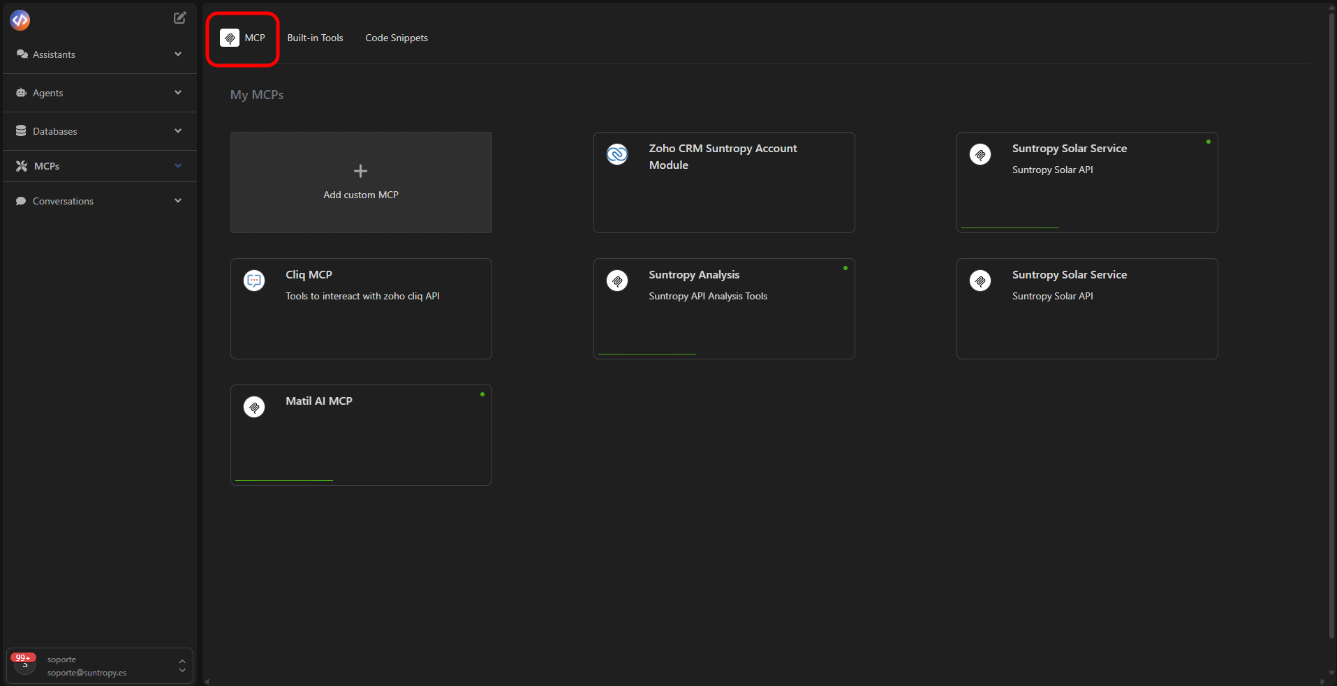 Vista general de Mis MCPs