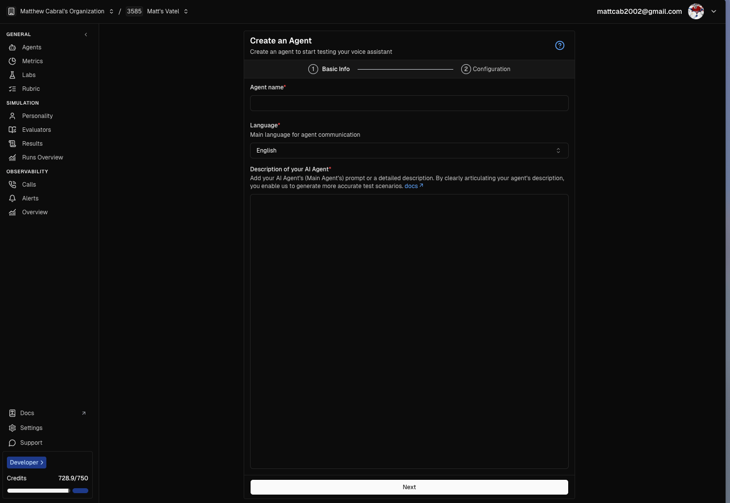 Create an agent in Cekura