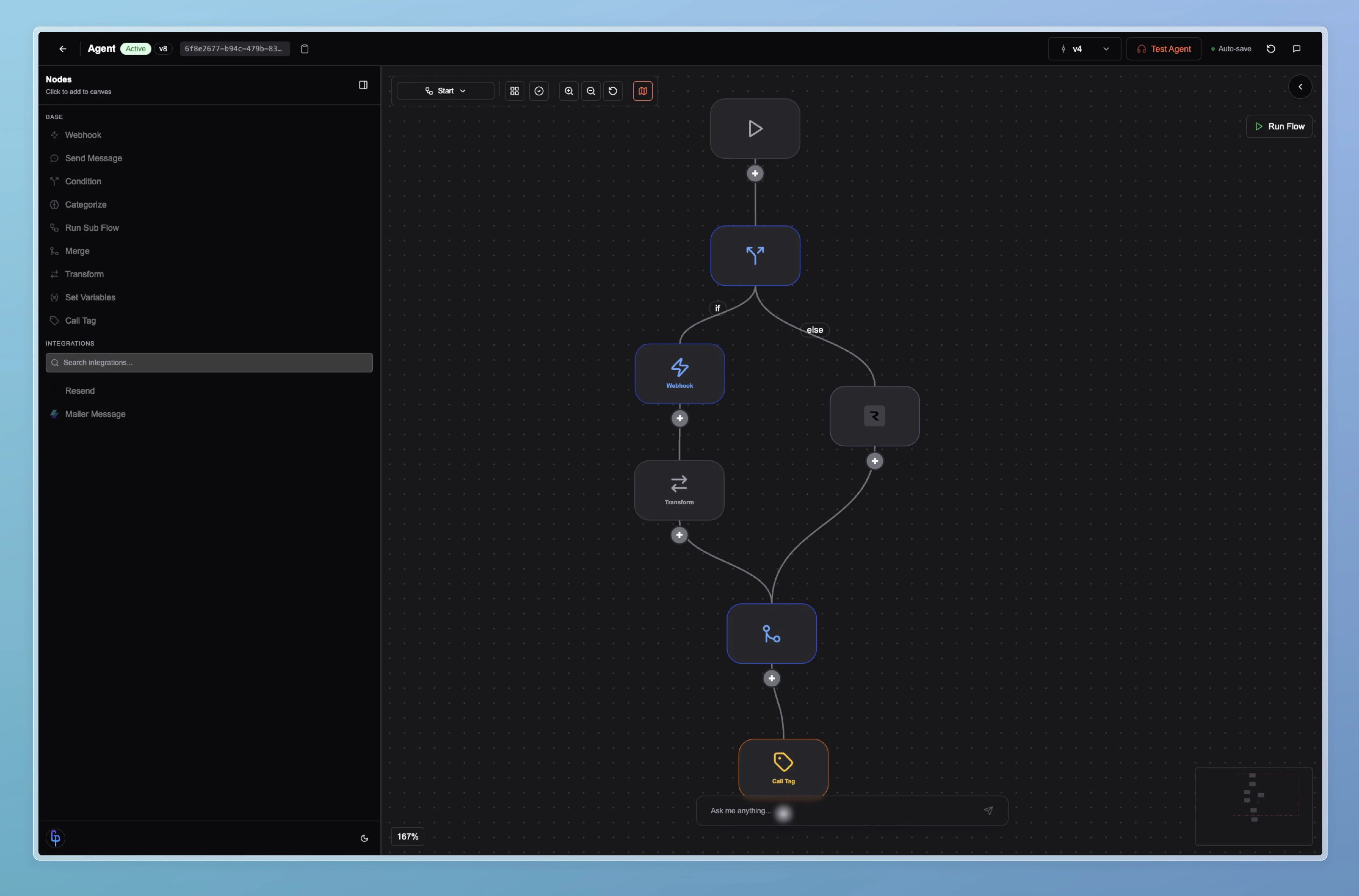 Agent Editor flows view