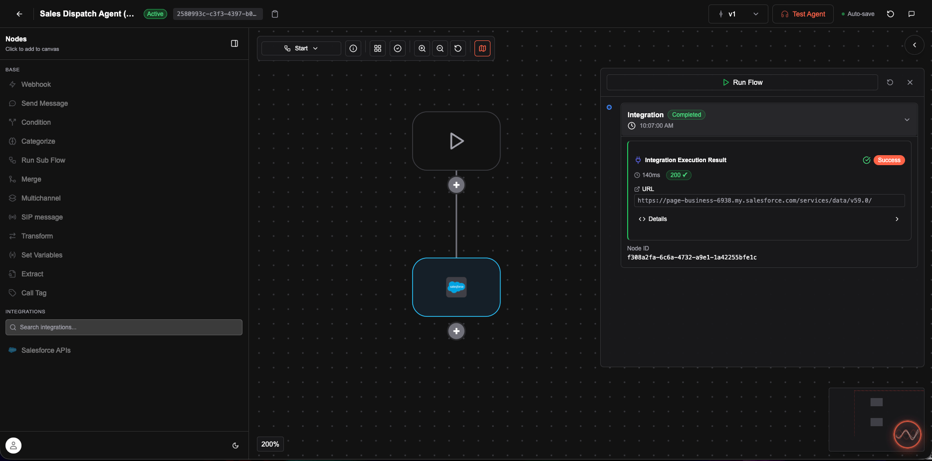 Salesforce APIs node in agent graph
