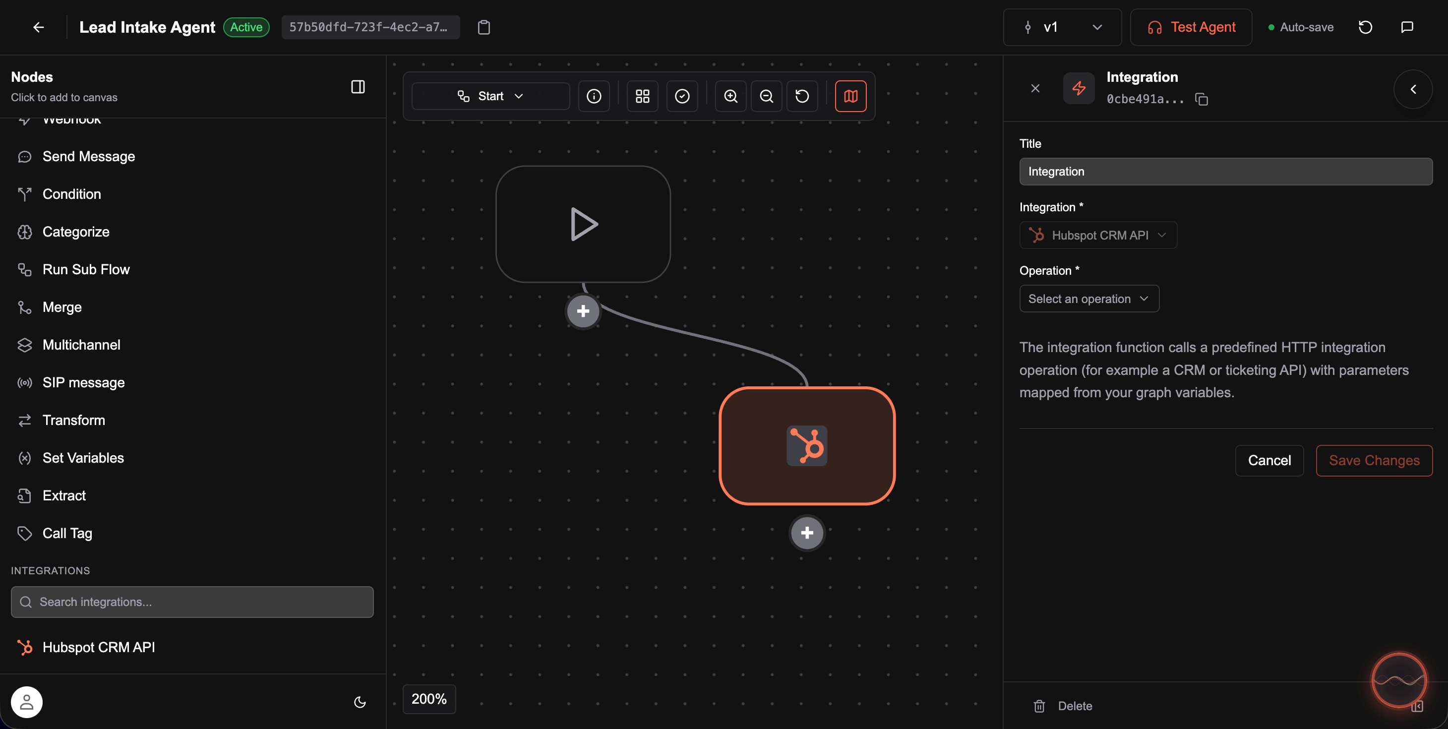 HubSpot CRM API node in graph