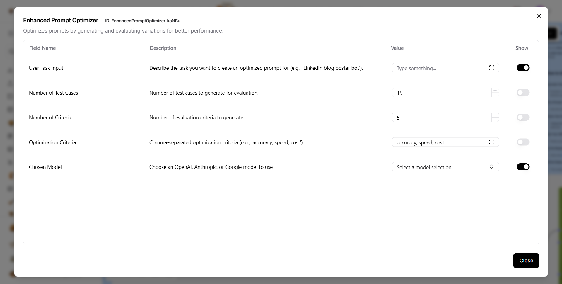 Component Overview Configuration Pn