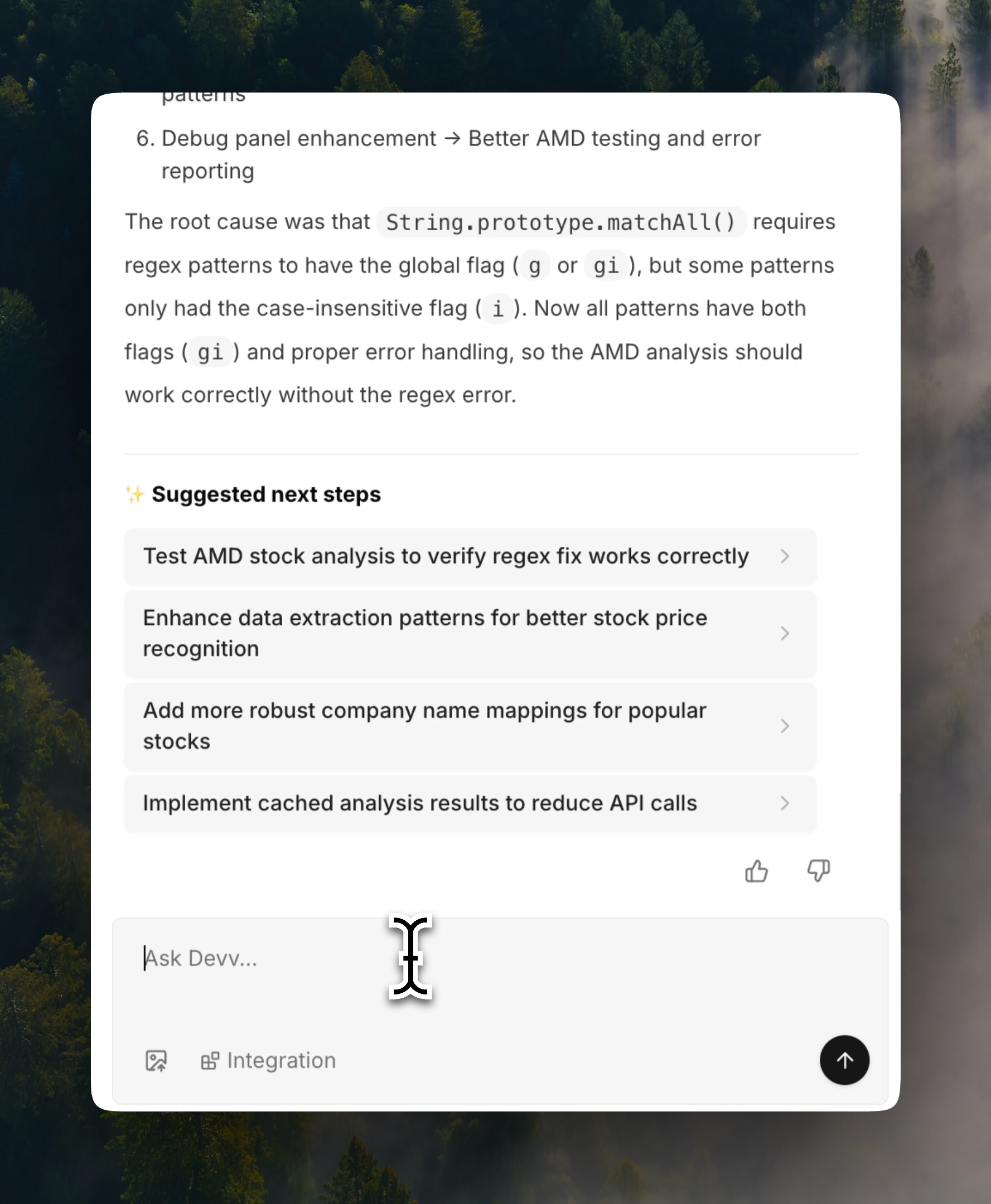 Main dashboard interface