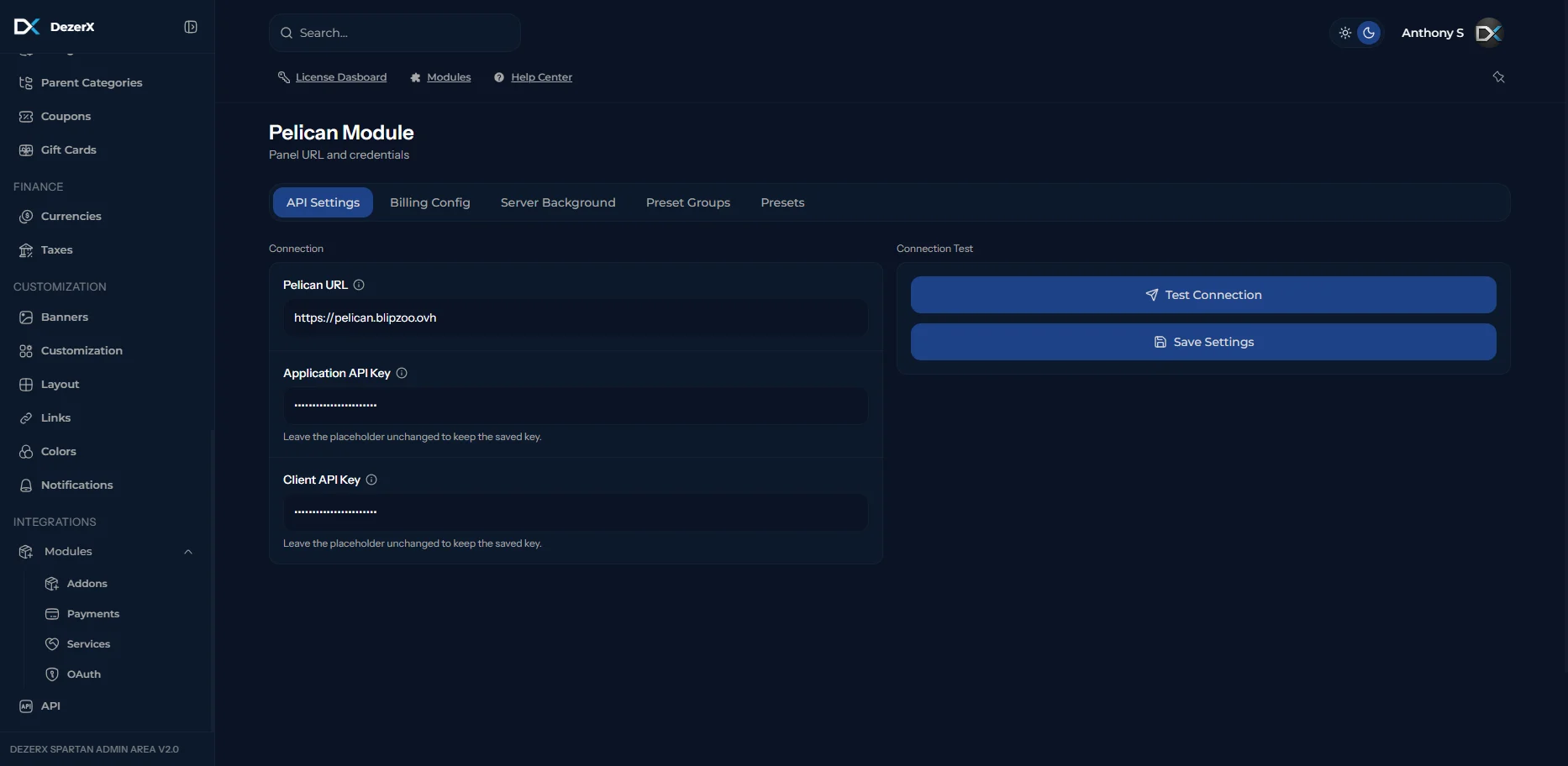 Spartan Configuration Panel