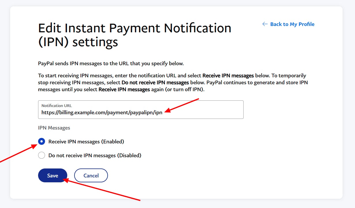 PayPal IPN configuration