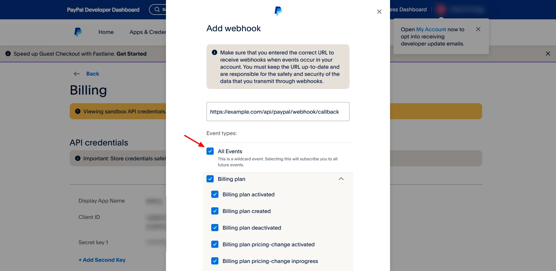 Webhook events