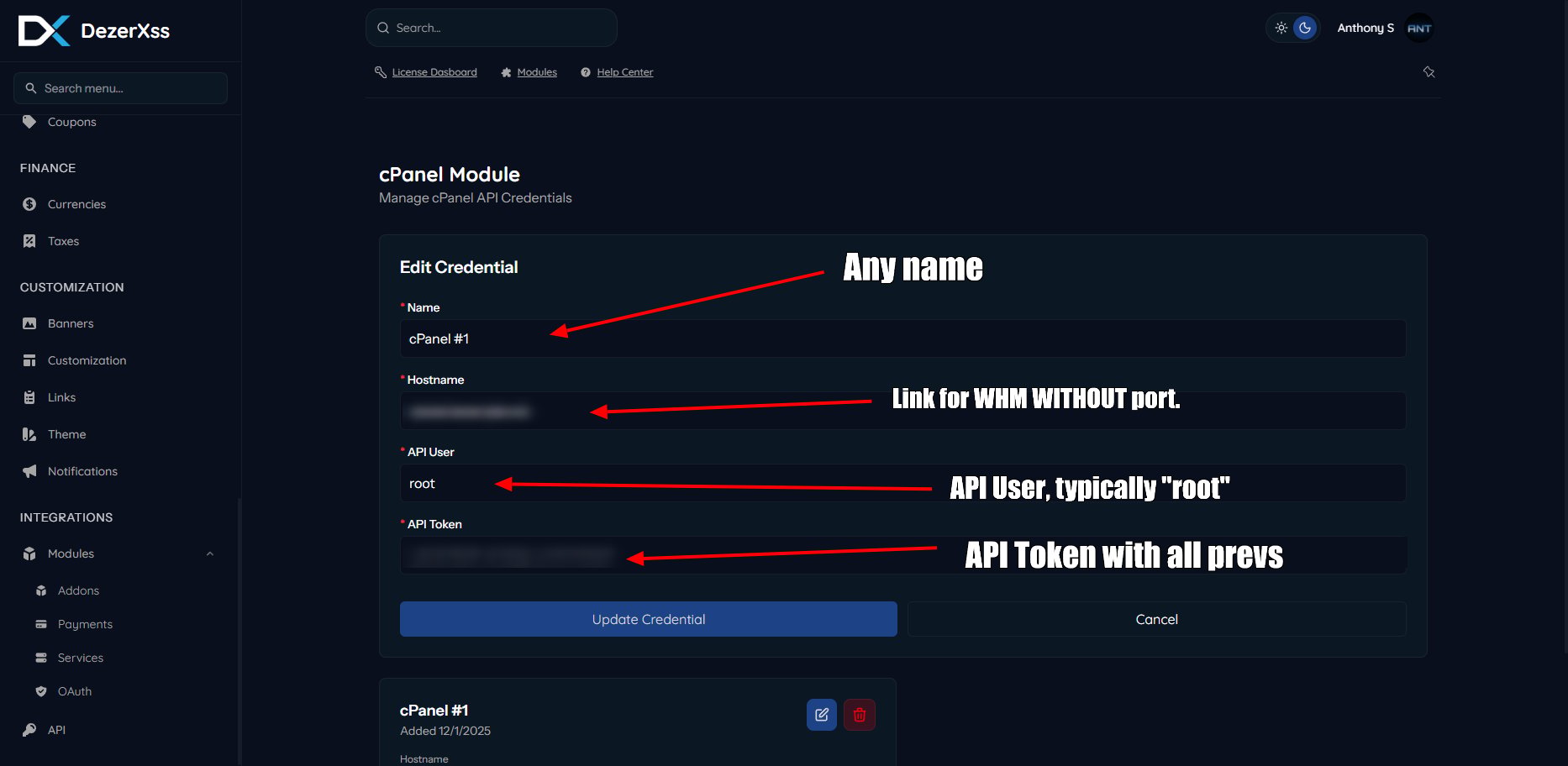 cPanel server configuration