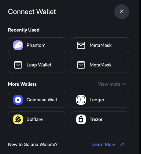 Connect wallet options