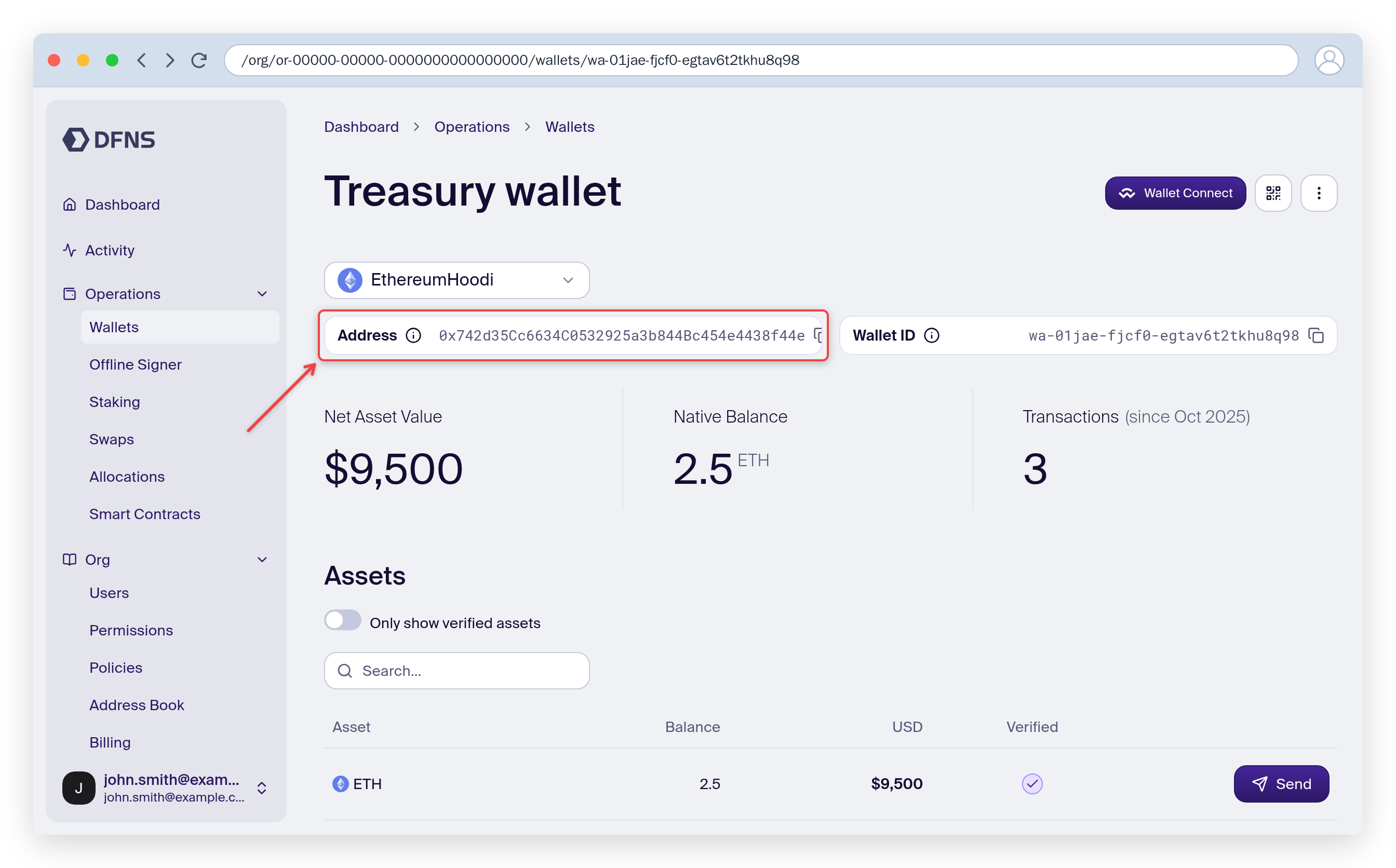 New wallet on the added network sharing the same address as the original