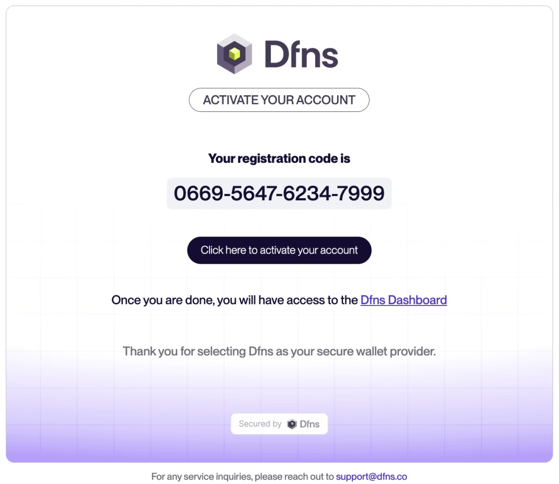 Create your organization and invite employees - Dfns documentation