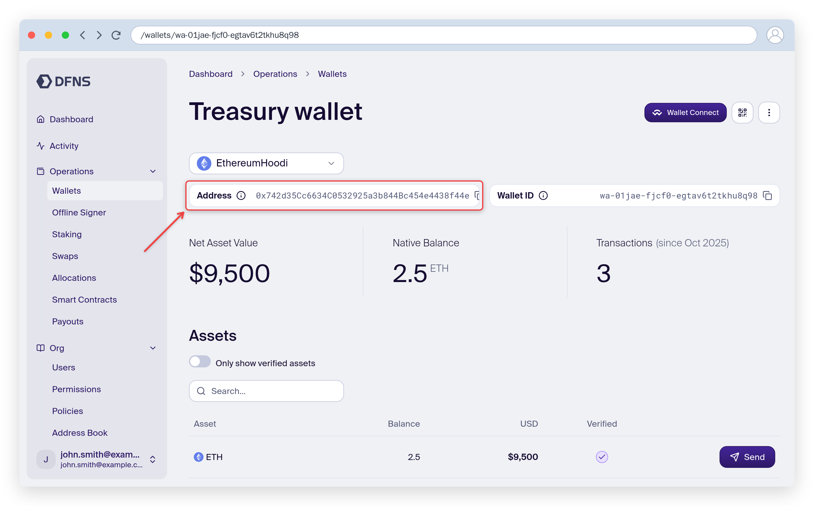 New wallet on the added network sharing the same address as the original