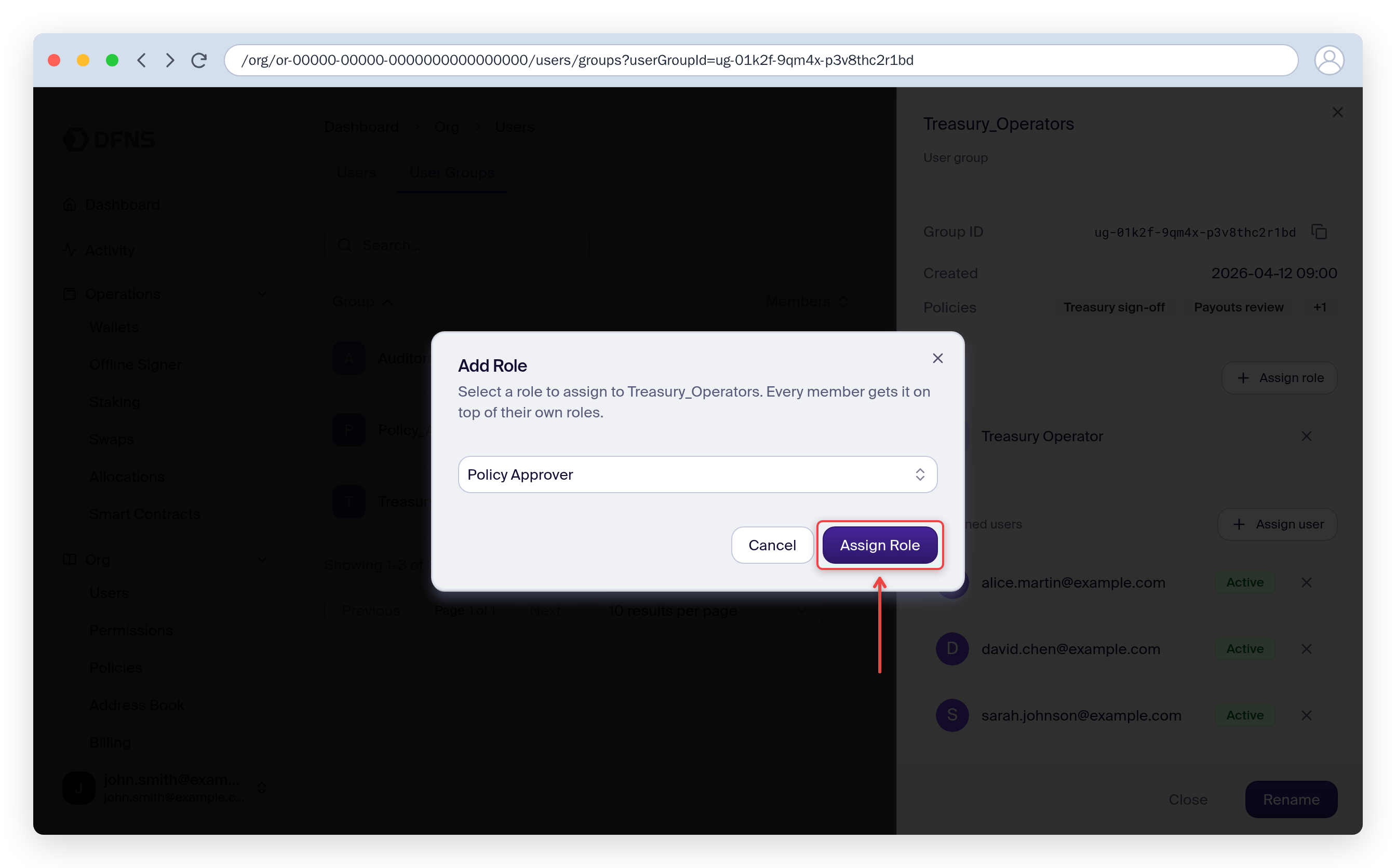 Assigning a role to a user group