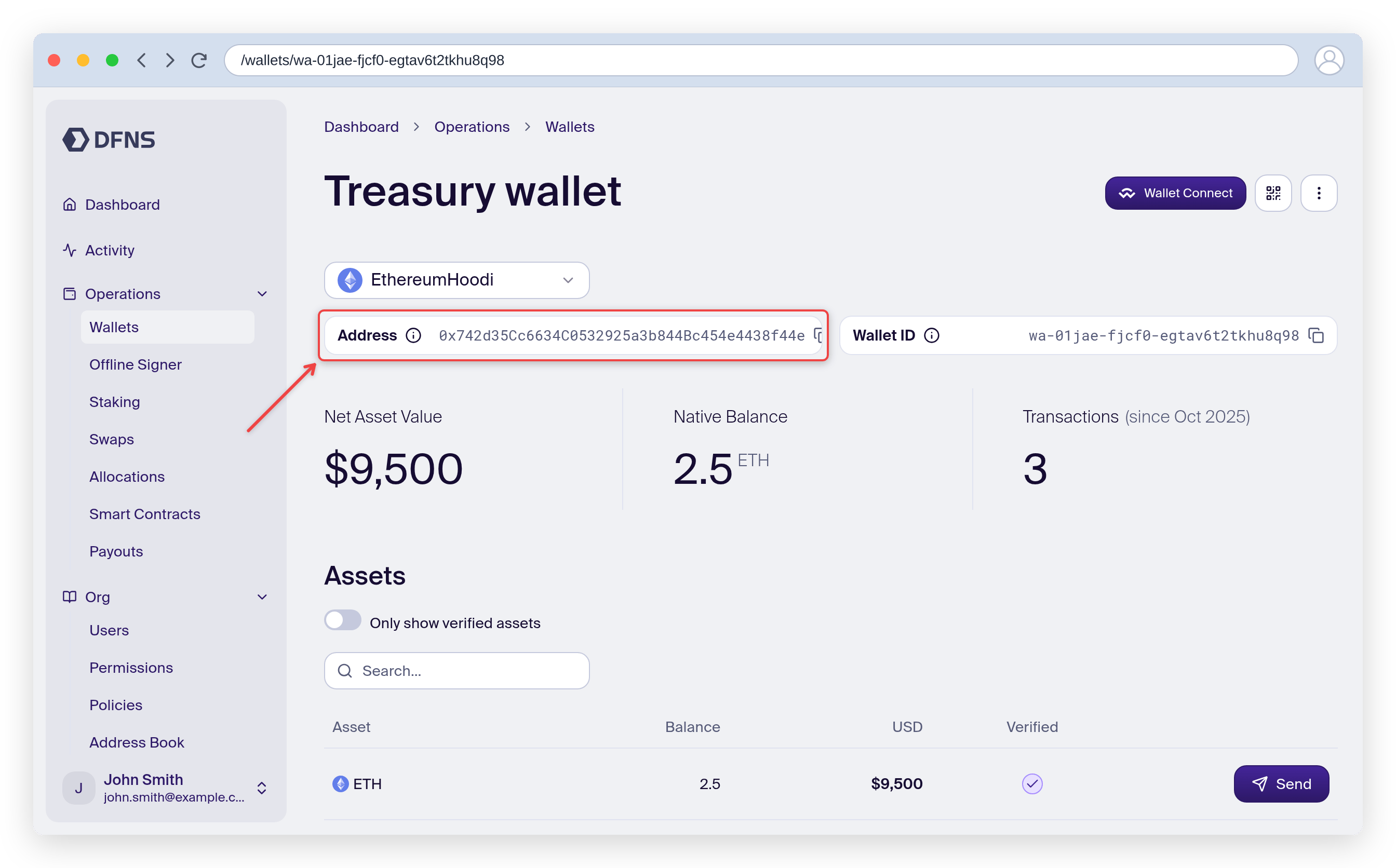 New wallet on the added network sharing the same address as the original