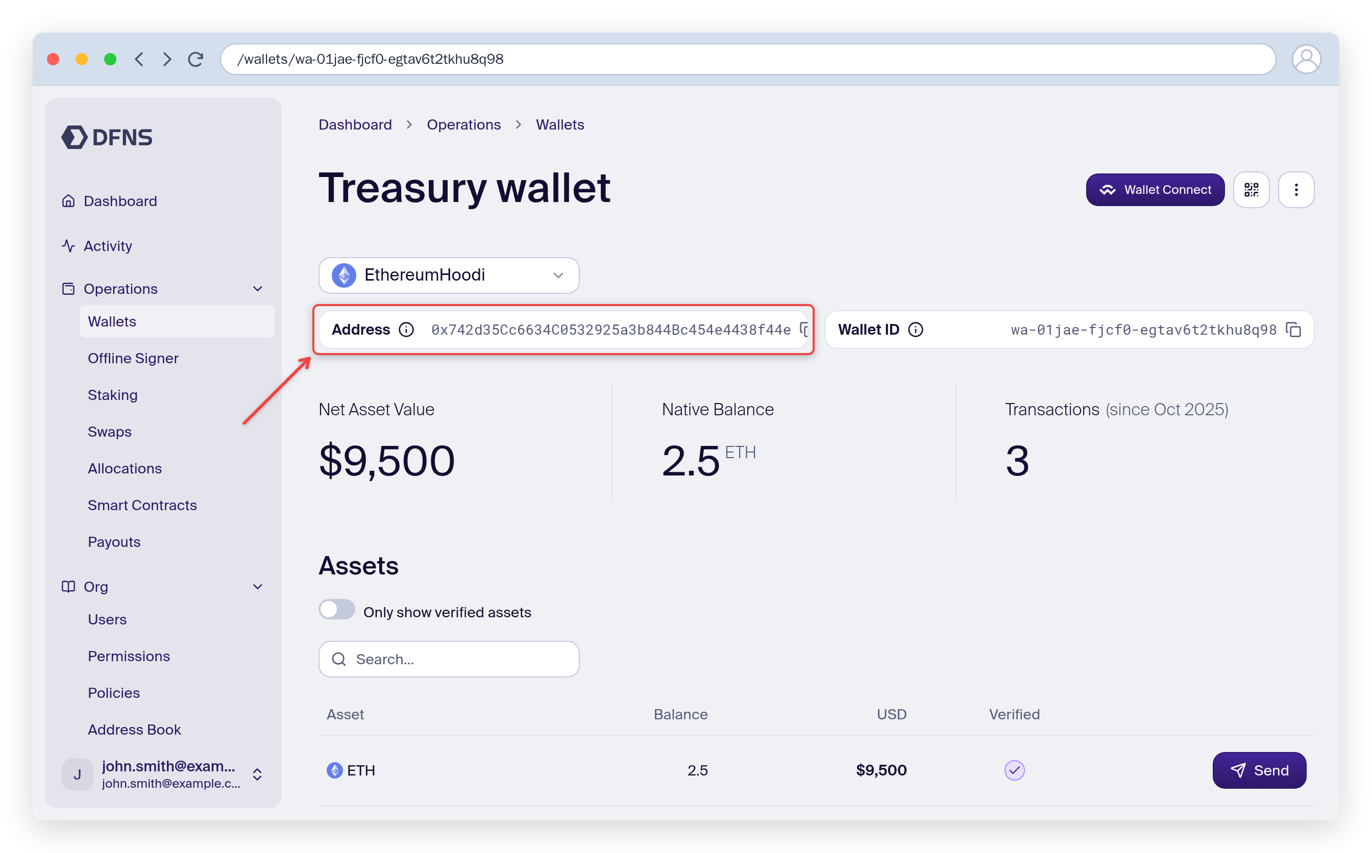 New wallet on the added network sharing the same address as the original