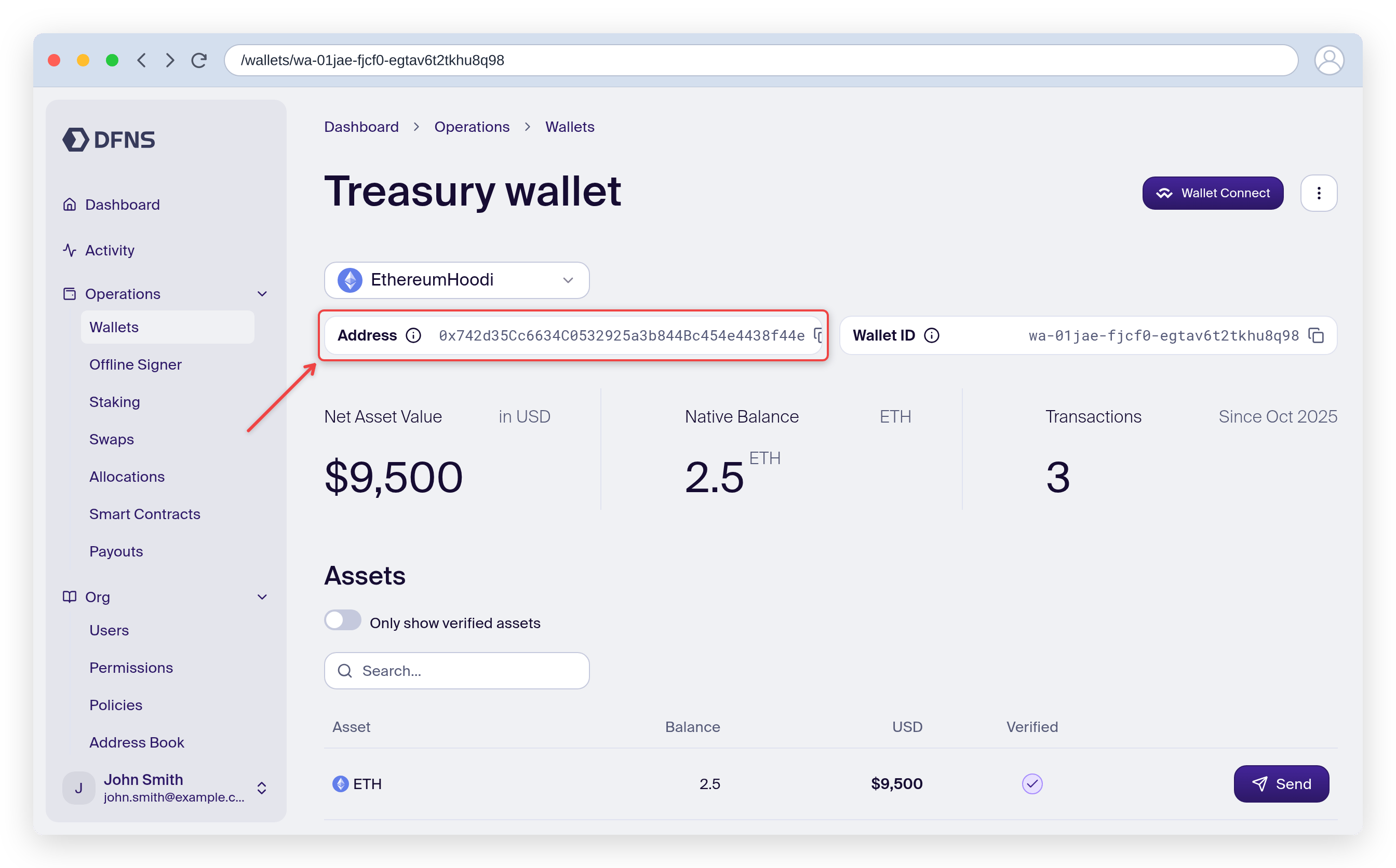 New wallet on the added network sharing the same address as the original