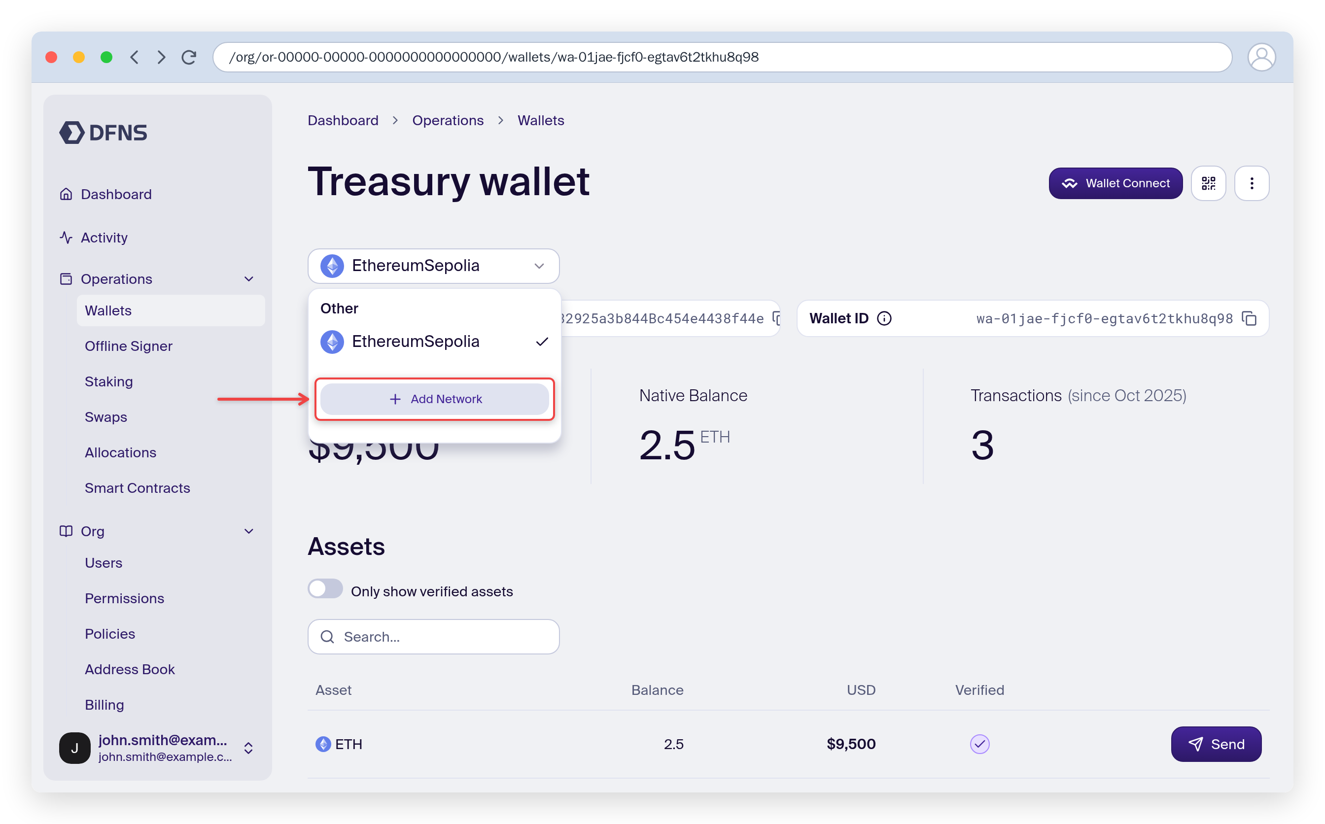 Use multichain wallets - DFNS documentation