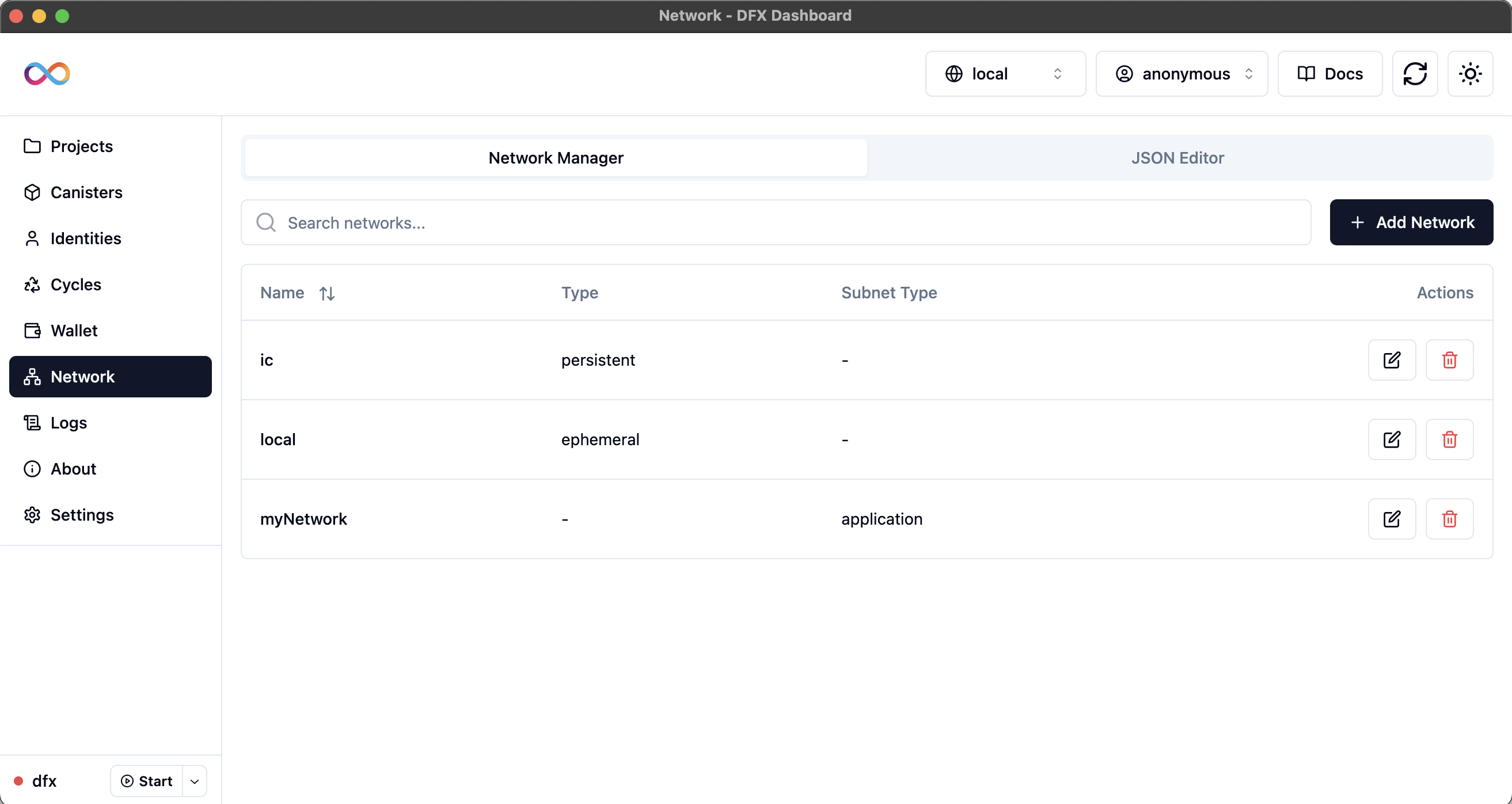 Network Manager Interface