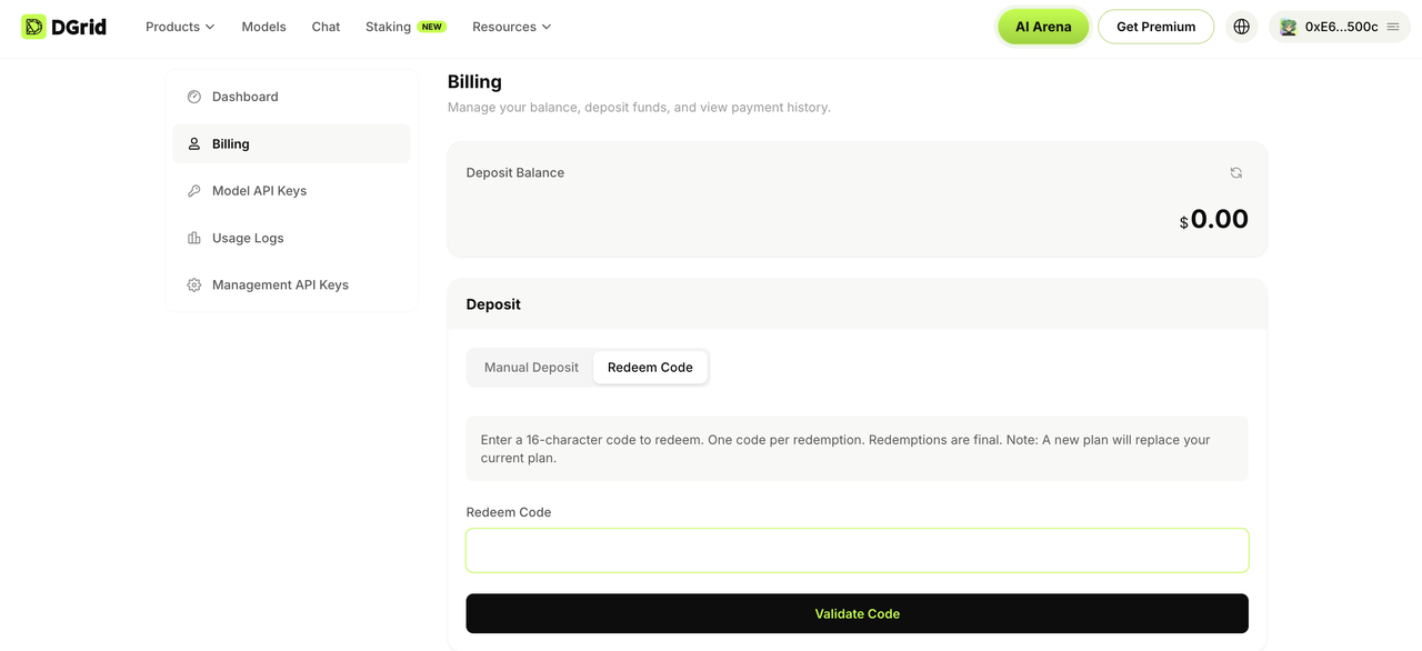 Introducción y validación de un código de crédito de DGrid